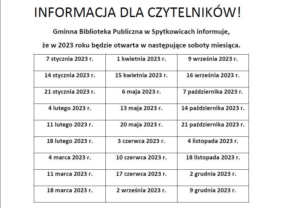 Informacja-soboty
